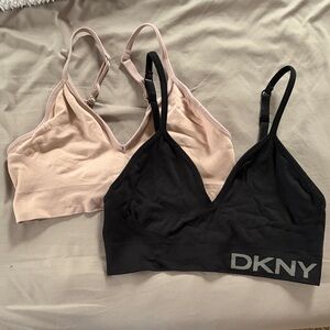 DKNY Seamless V-Neck Bralettes in Black and Nude